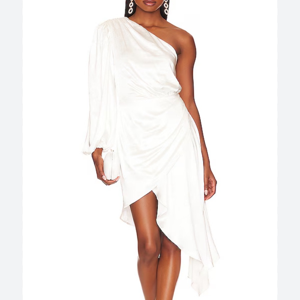 Elliatt Emery One Shoulder Satin Dress - Ivory
